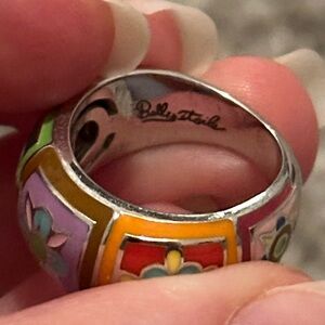 Colorful Enamel Silver Diamond Ring